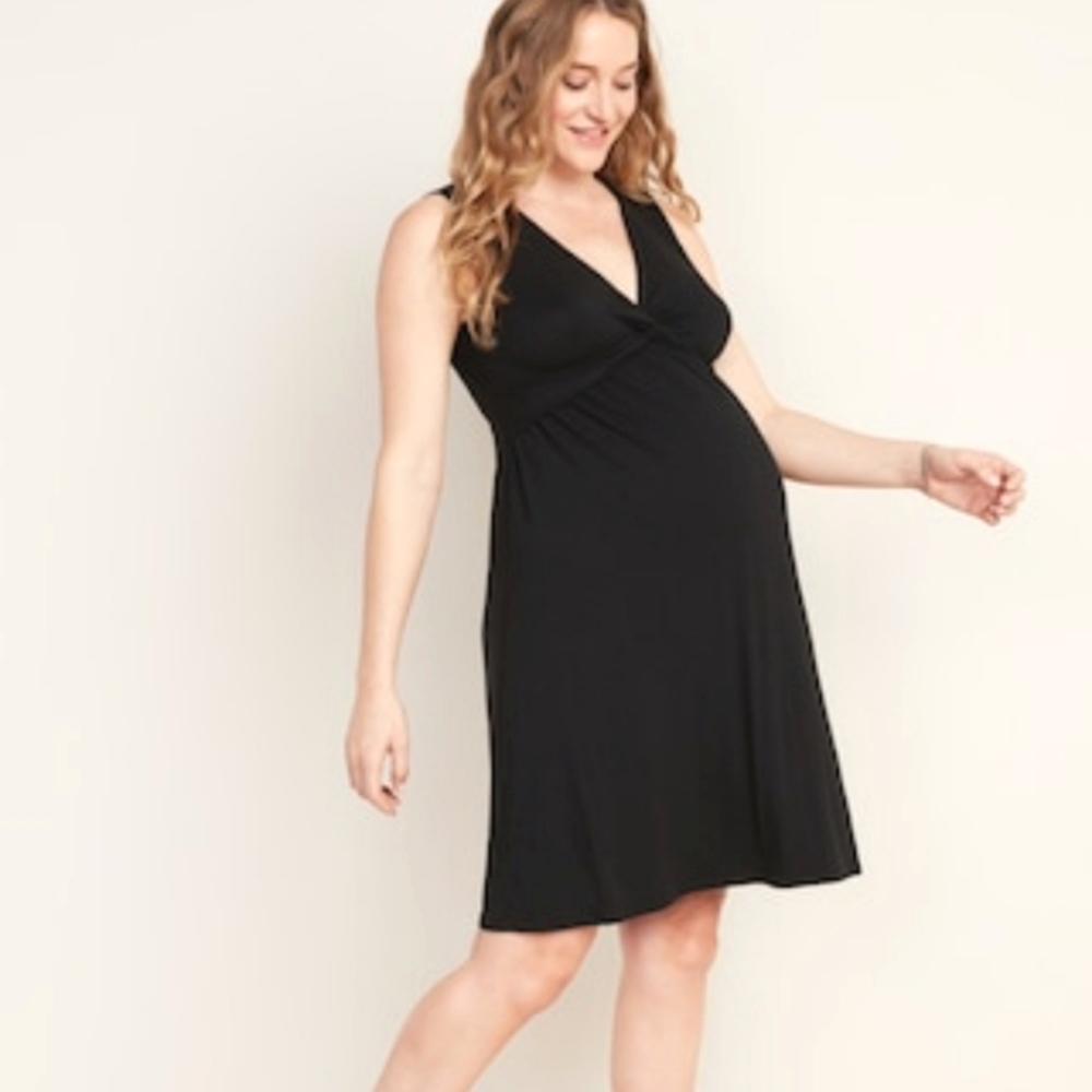 Old Navy | Twist Front Black Maternity Dress S